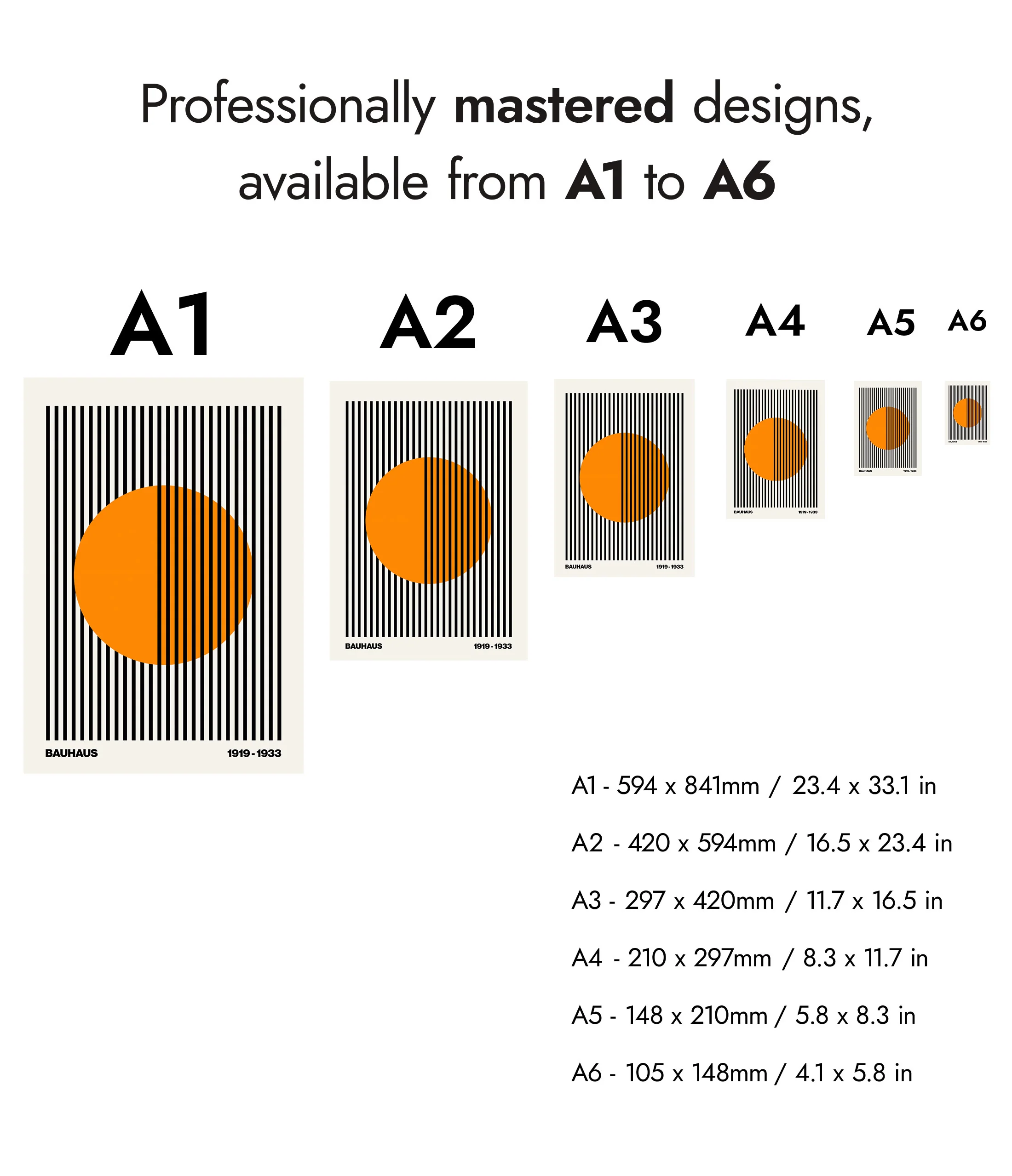Circle + Stripes, Orange on White - Image 8