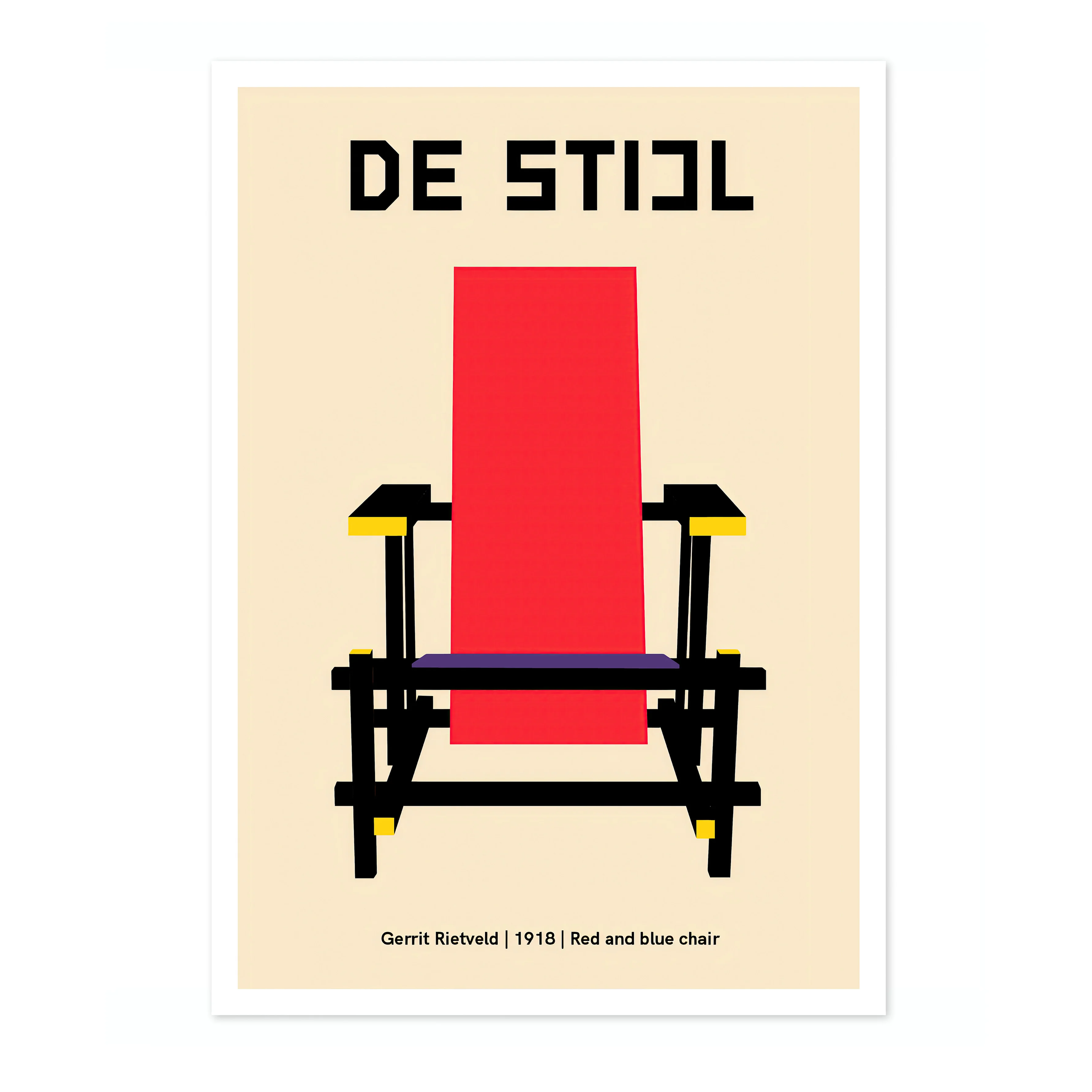 De Stijl - Red & Blue Chair - Image 4