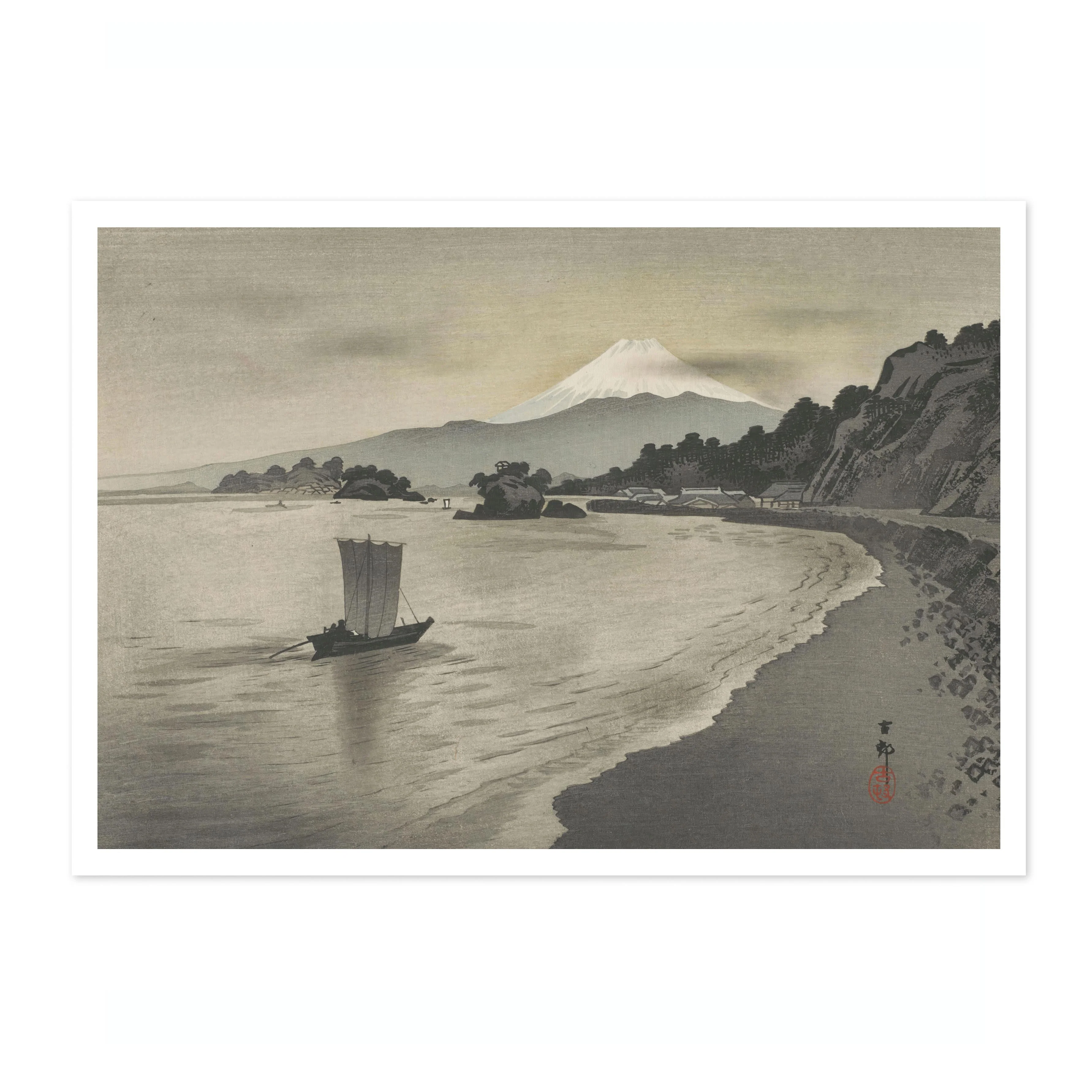 Evening Scene with Sail Boats and Mount Fuji - Image 4