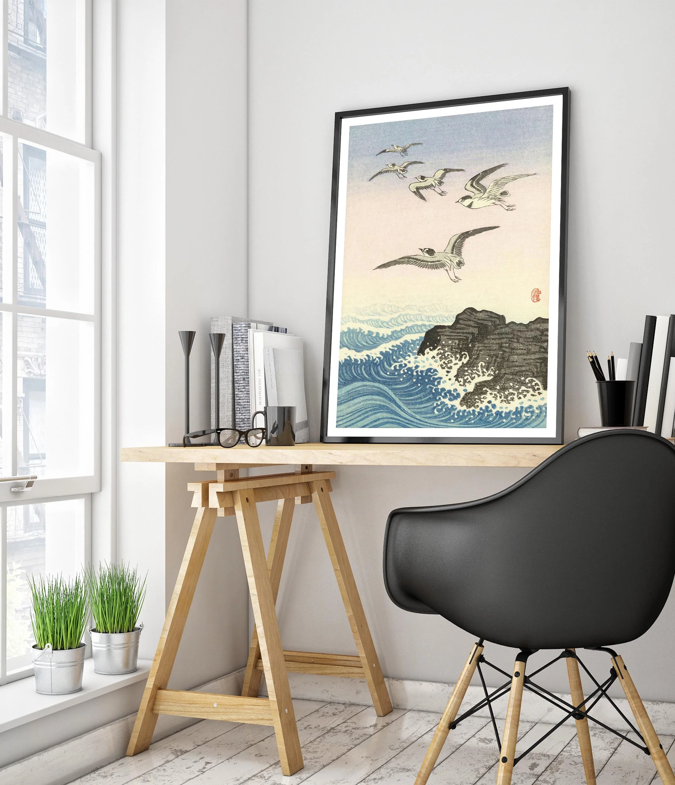 Five Seagulls Above a Rock in the Sea - Image 5