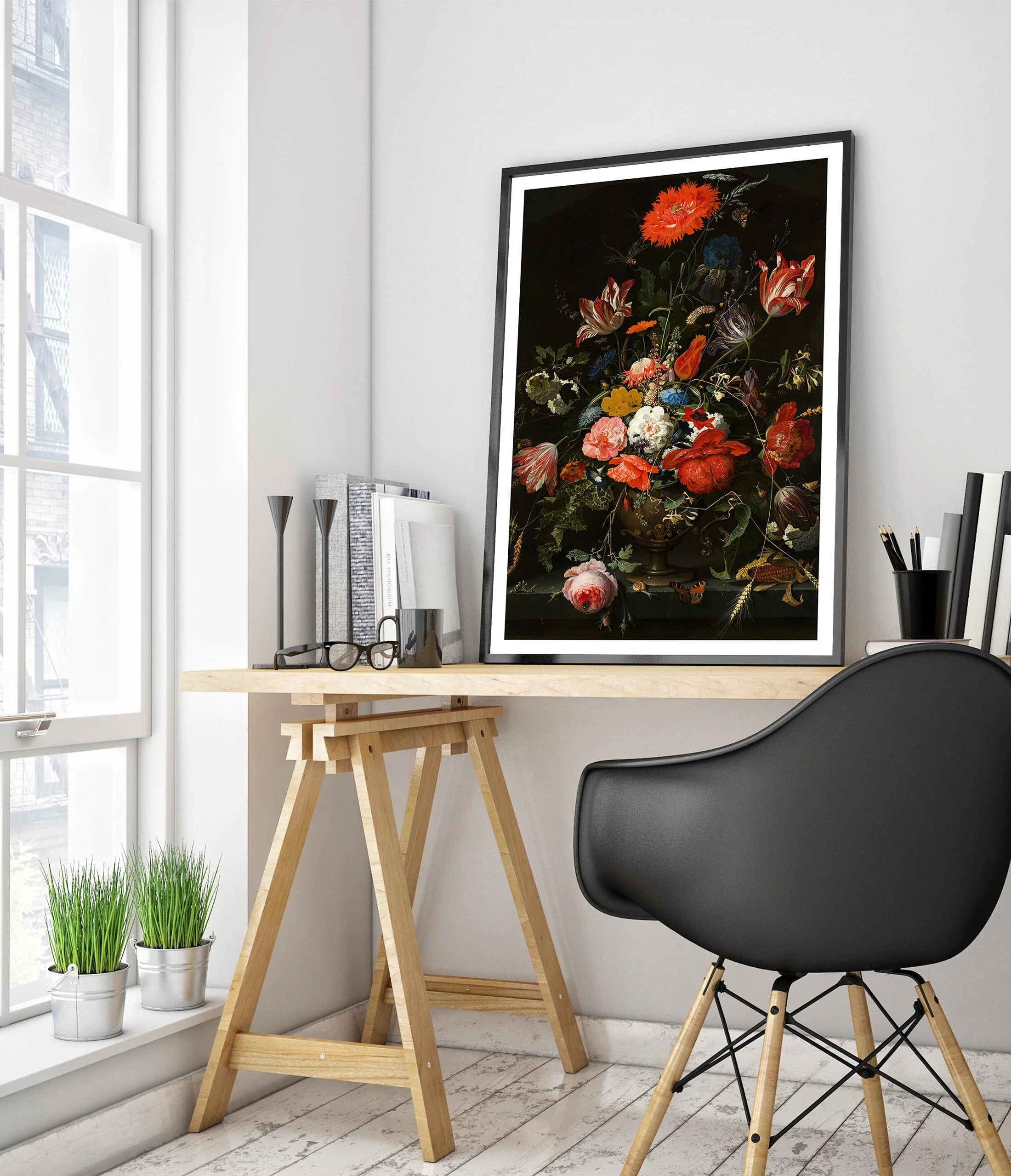 Flowers in a Metal Vase - Image 5
