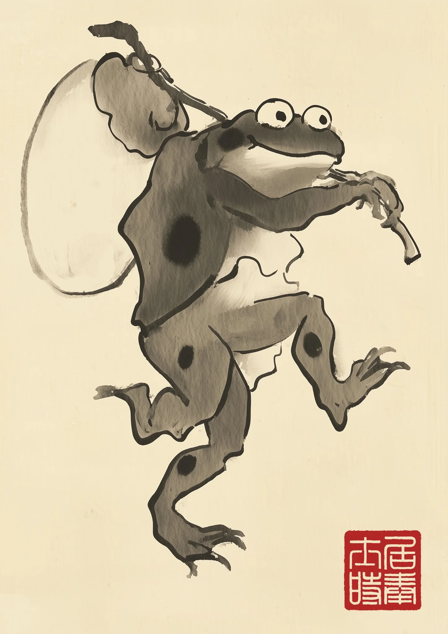 Frog With Acorn Knapsack