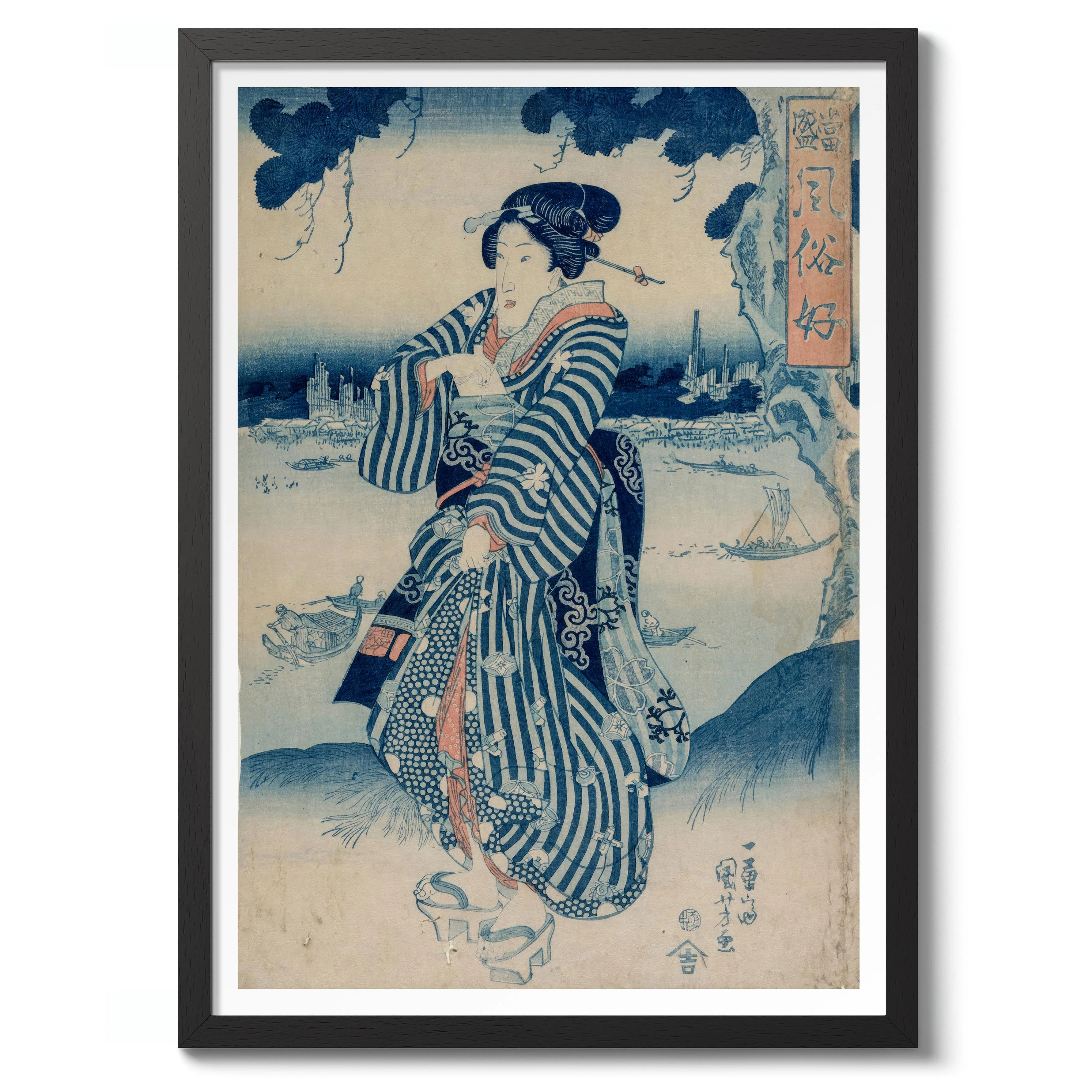 Geisha Standing on the Bank of the Sumida River - Image 2