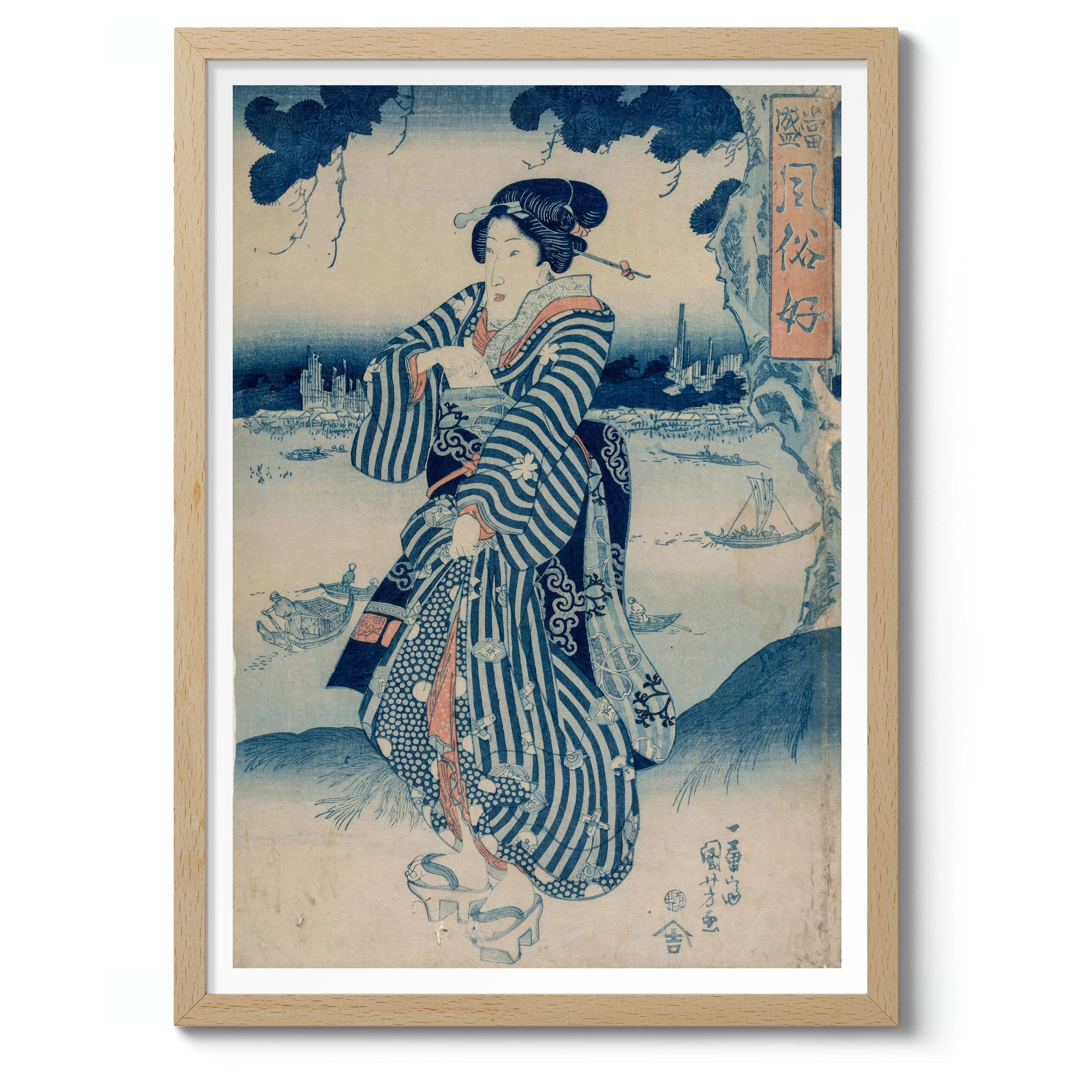 Geisha Standing on the Bank of the Sumida River - Image 3