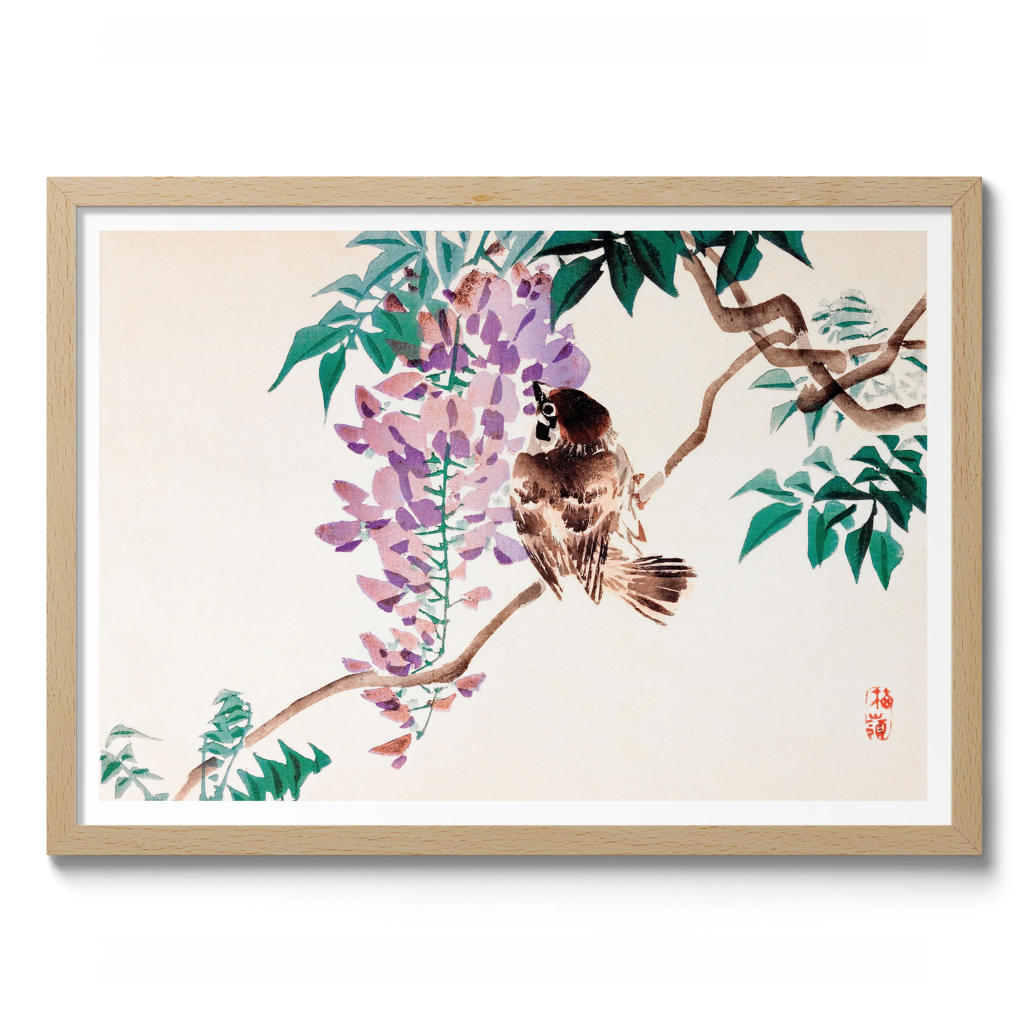 Japanese Sparrow & Flower - Image 3