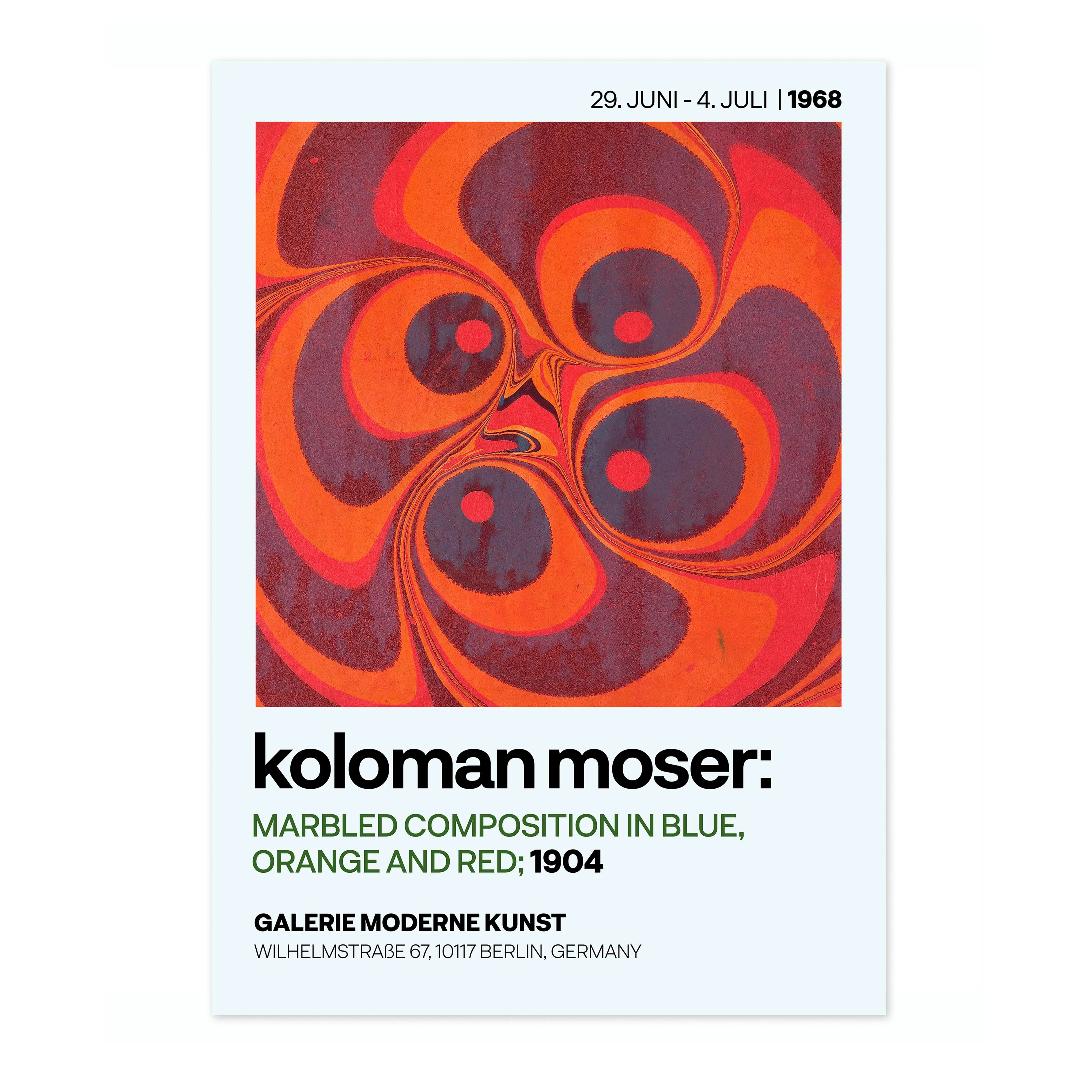 Marbled Composition in Blue, Orange & Red - Image 4
