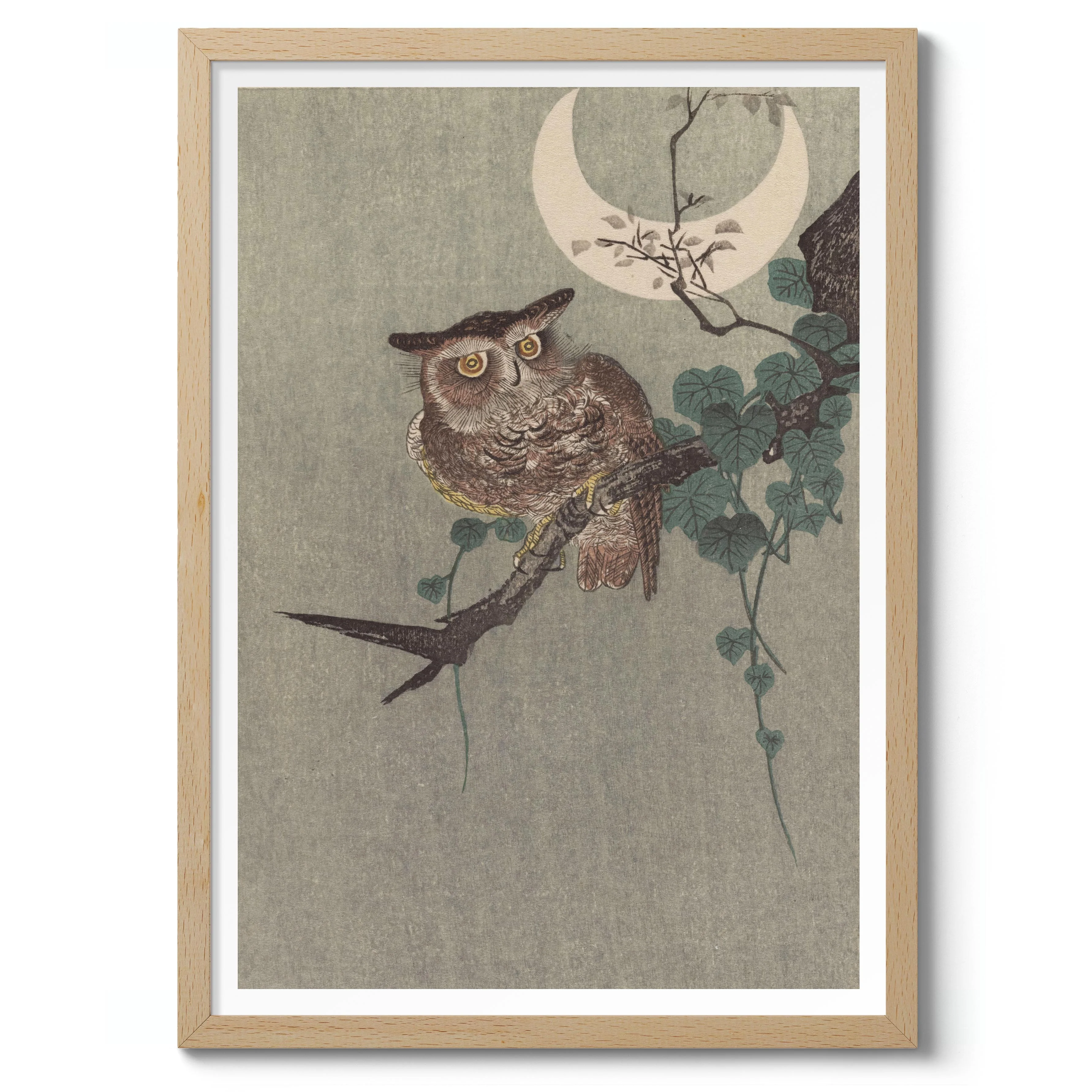 Owl Perched on a Branch & Crescent Moon - Image 3