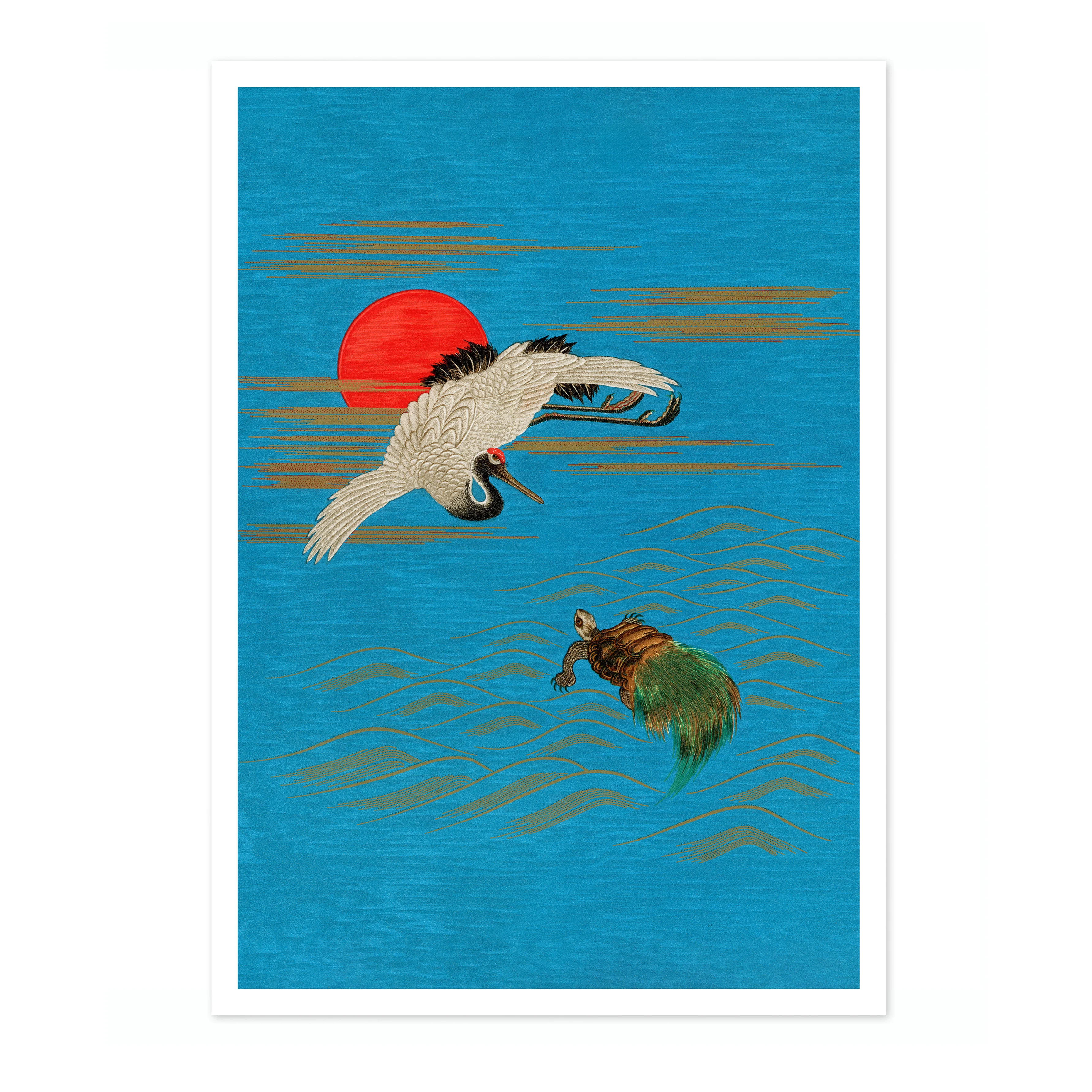 Sarus Crane above a Turtle - Image 4