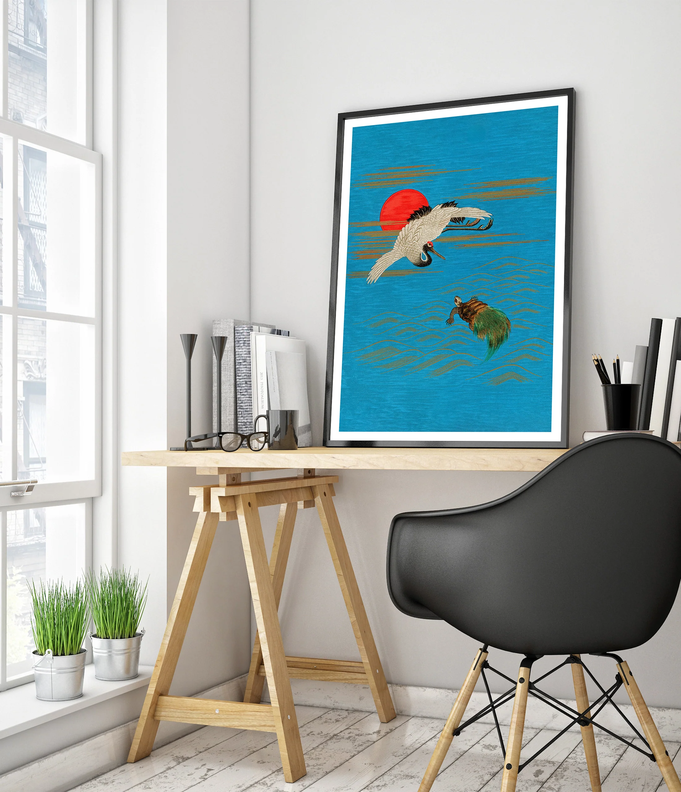Sarus Crane above a Turtle - Image 5