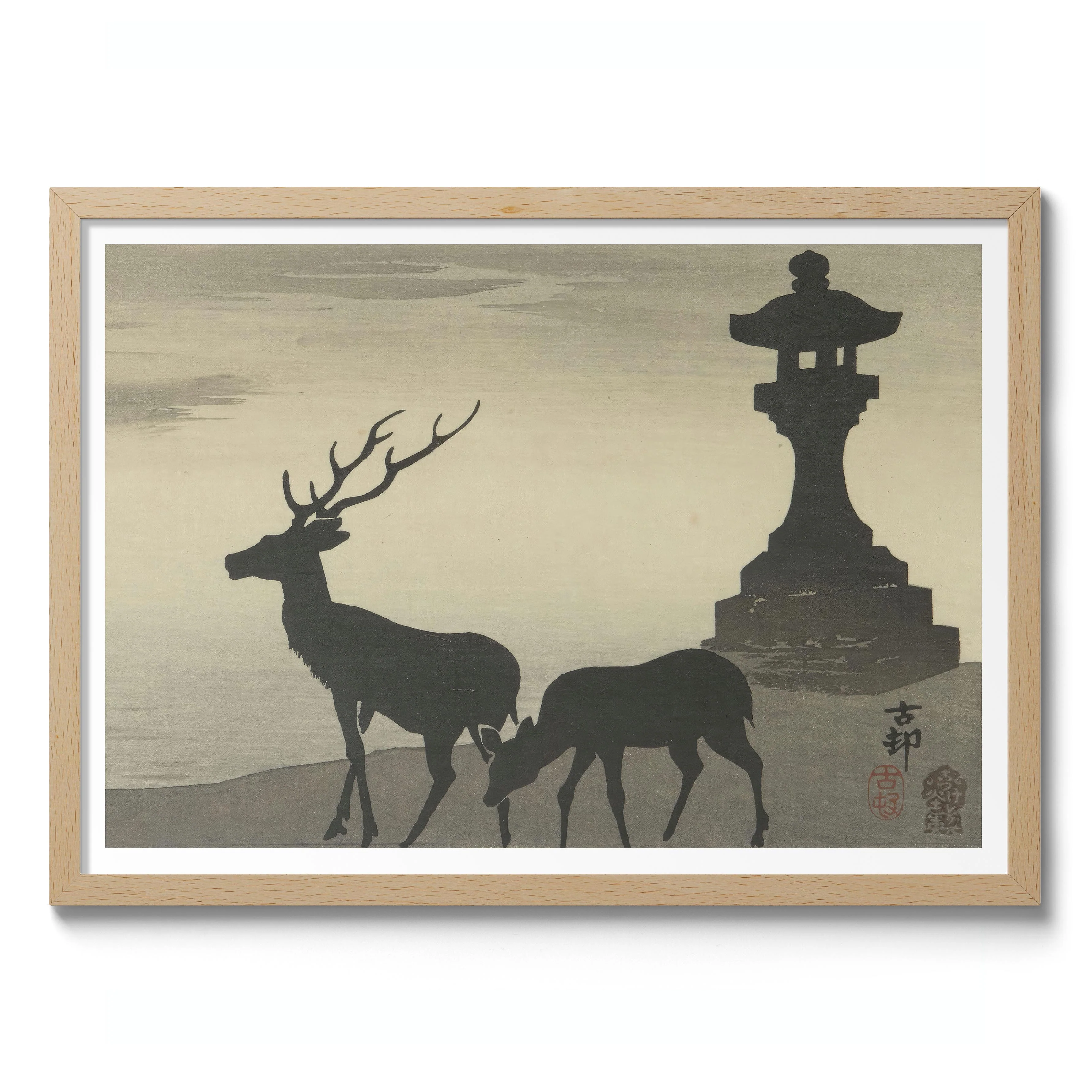 Silhouetted Pair of Deer at Itsukushima - Image 3