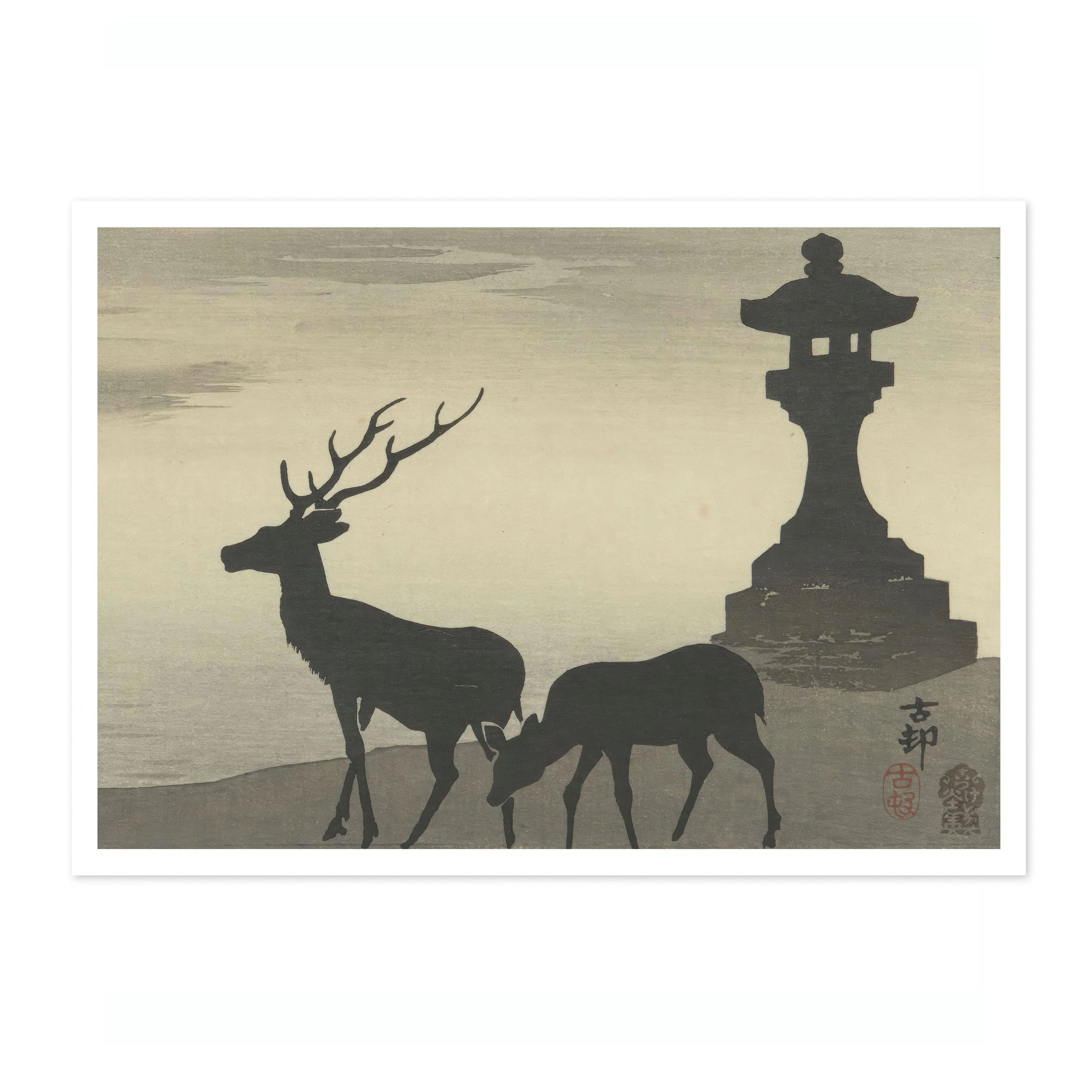Silhouetted Pair of Deer at Itsukushima - Image 4