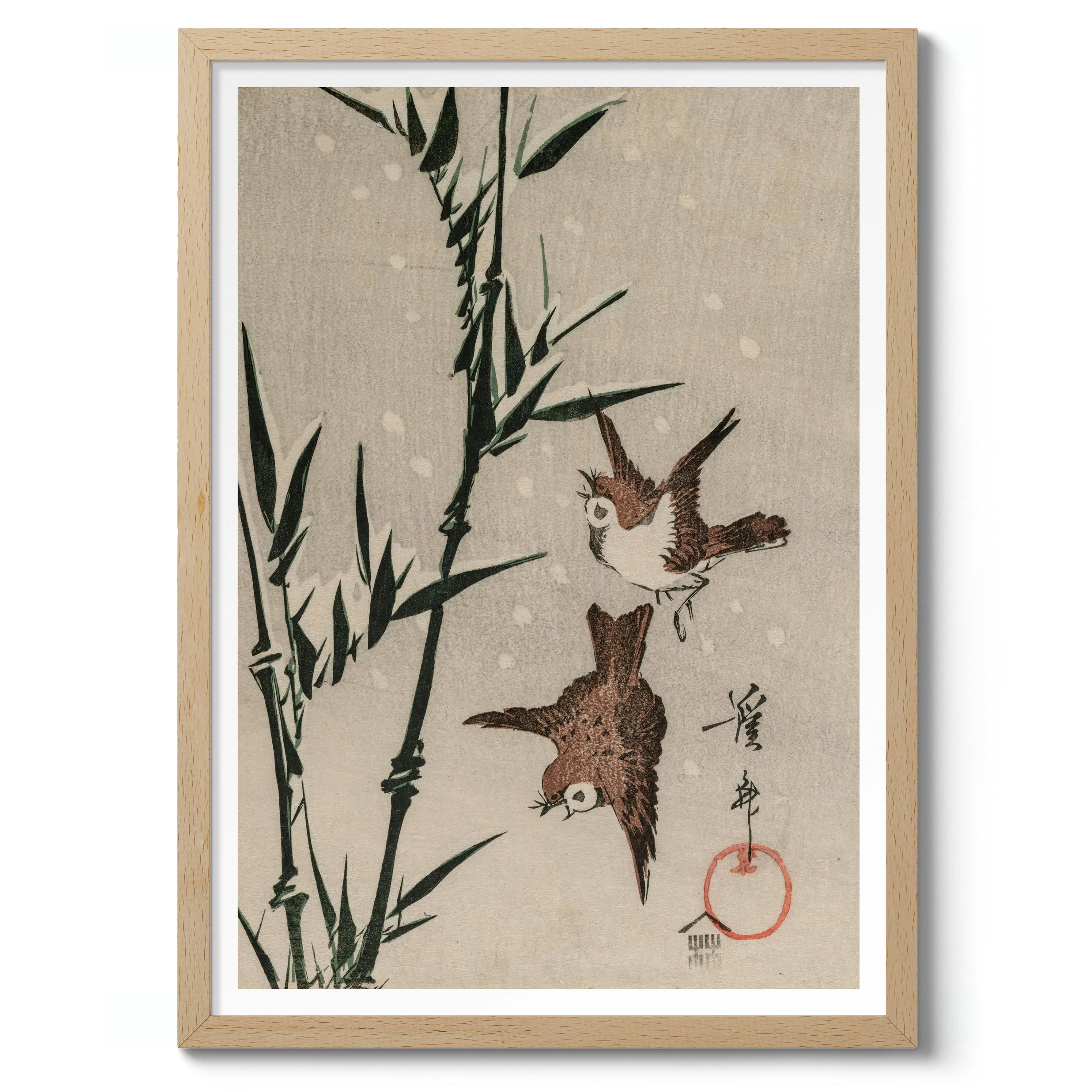 Sparrows, Bamboo & Falling Snow - Image 3