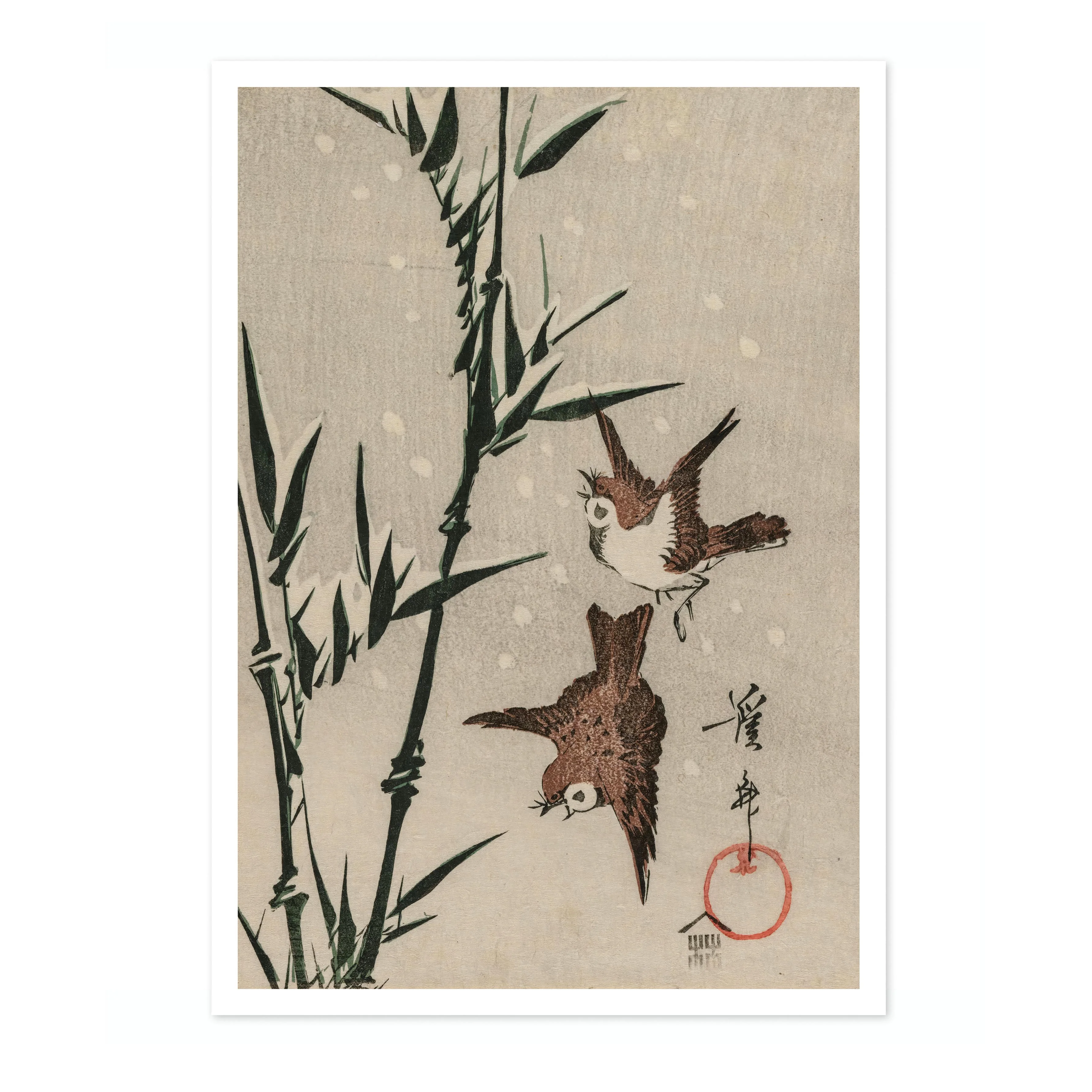 Sparrows, Bamboo & Falling Snow - Image 4