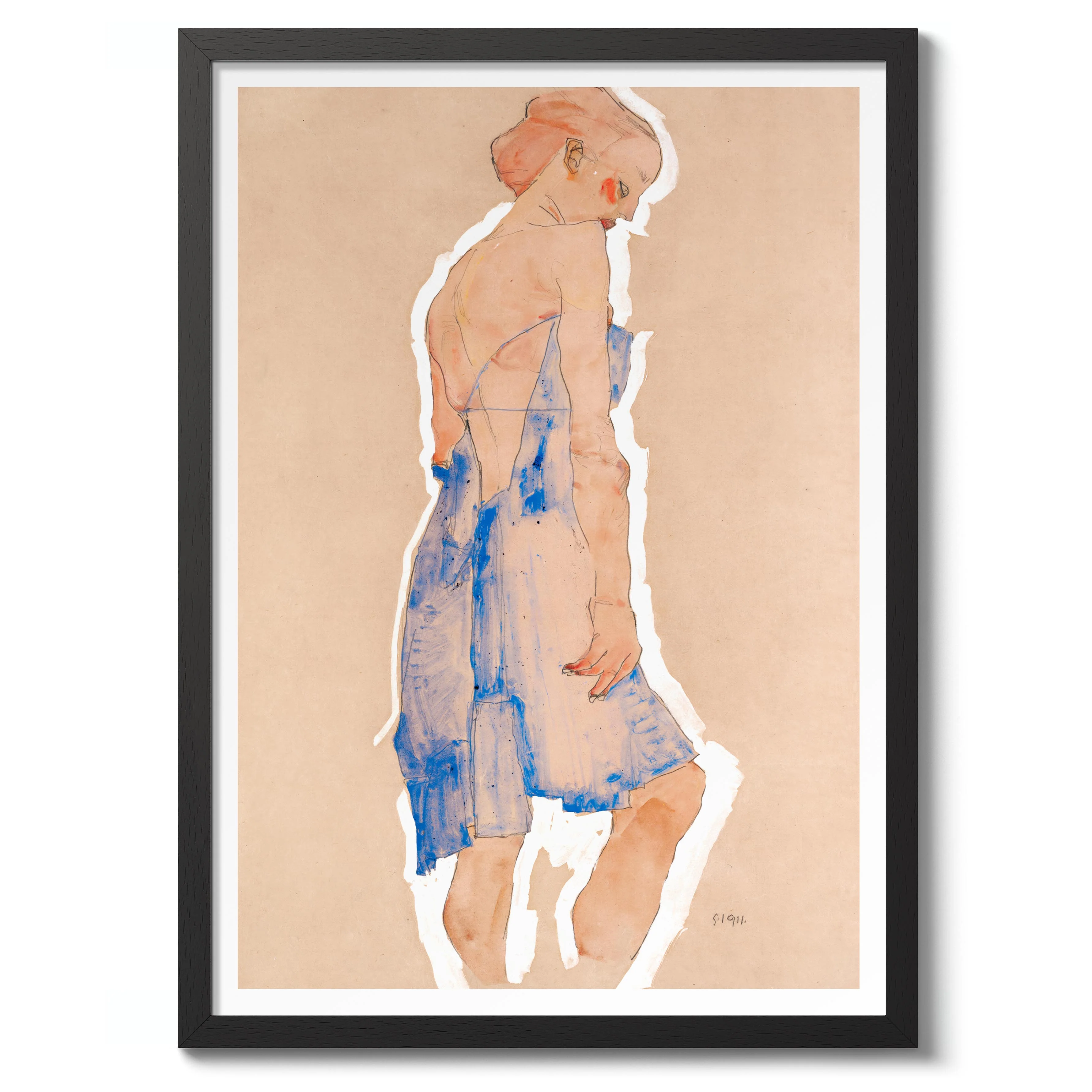 Standing Girl in Blue Dress - Image 2