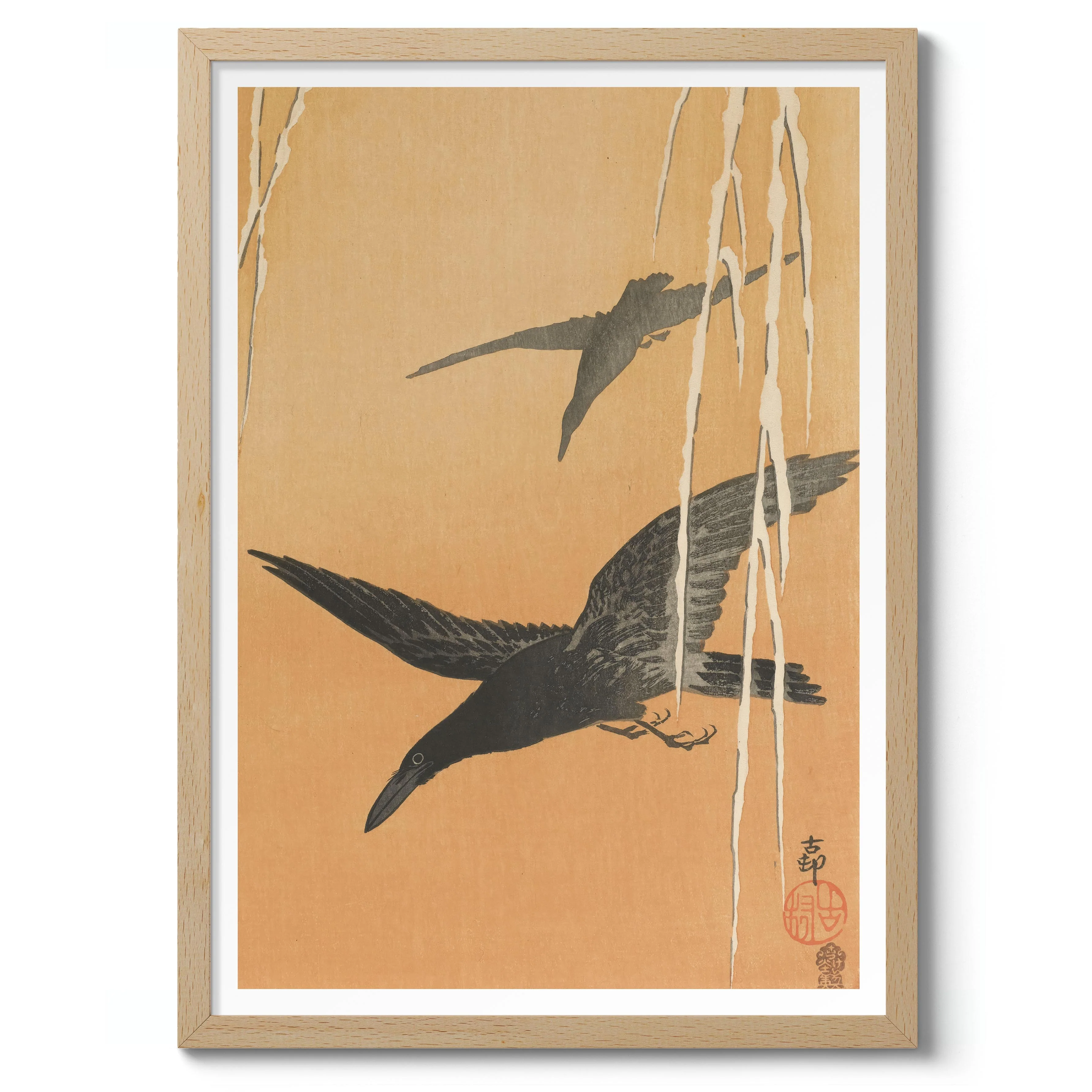 Two Crows in Flight & Snow-Covered Willow - Image 3