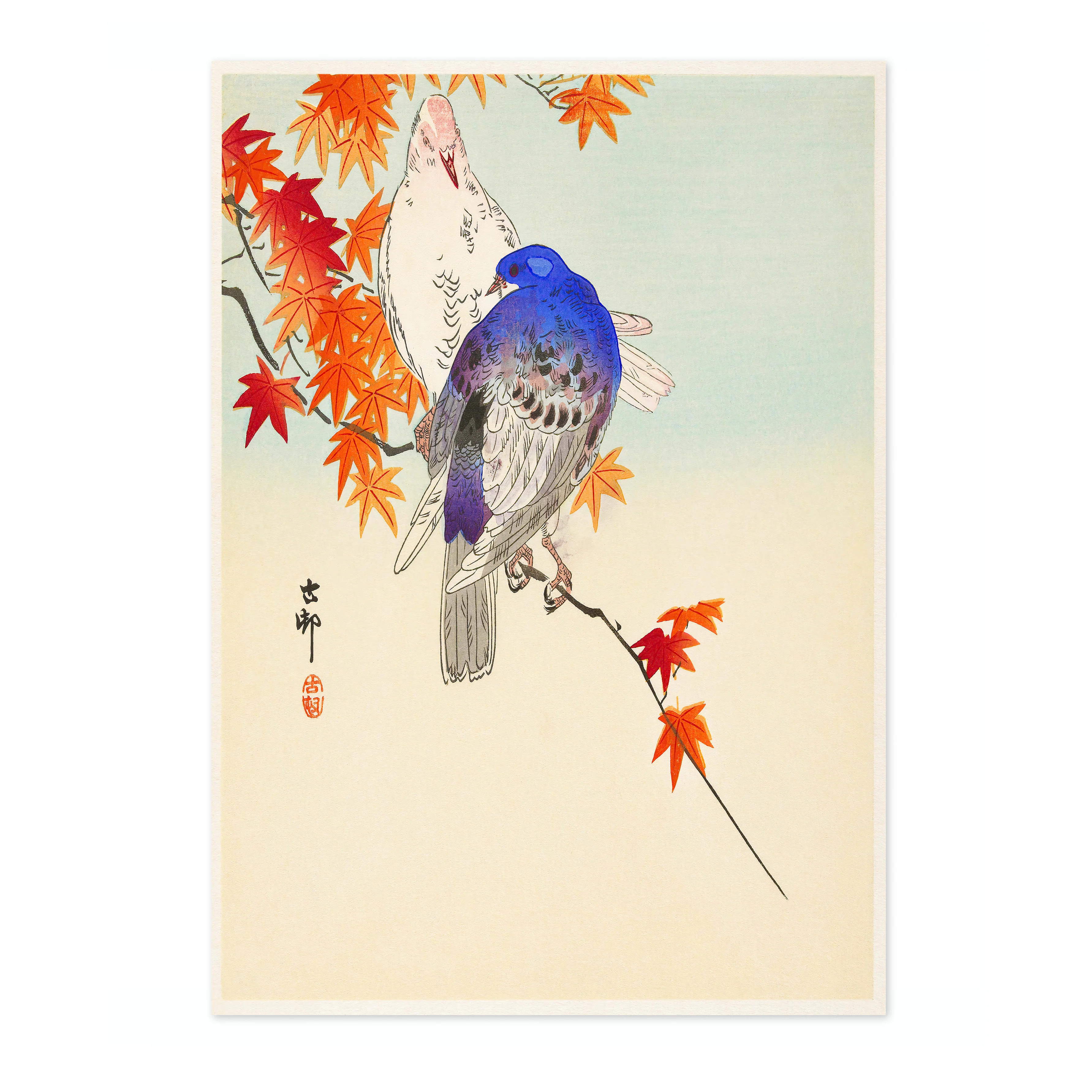 Two Pigeons on Autumn Branch - Image 4