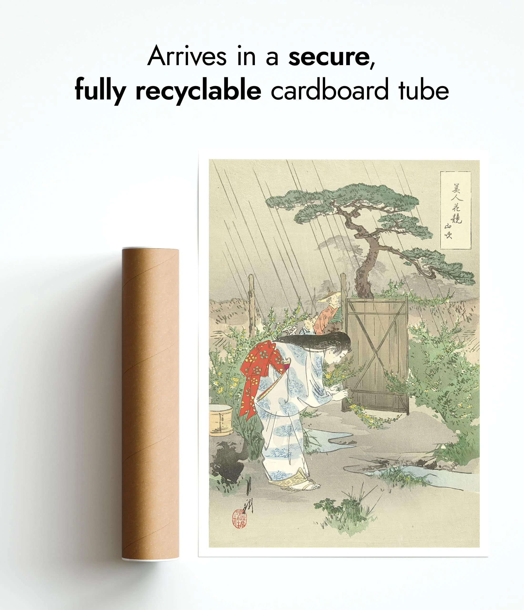 Woman Bending Over Yamabuki Bush - Image 9